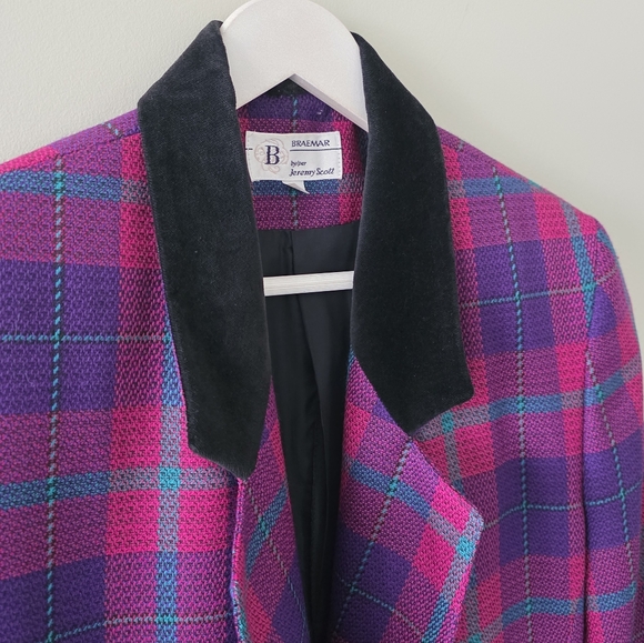 Braemar by Jeremy Scott 6 Vintage Elle Woods Barbiecore Retro Plaid Wool Blazer - Picture 5 of 14